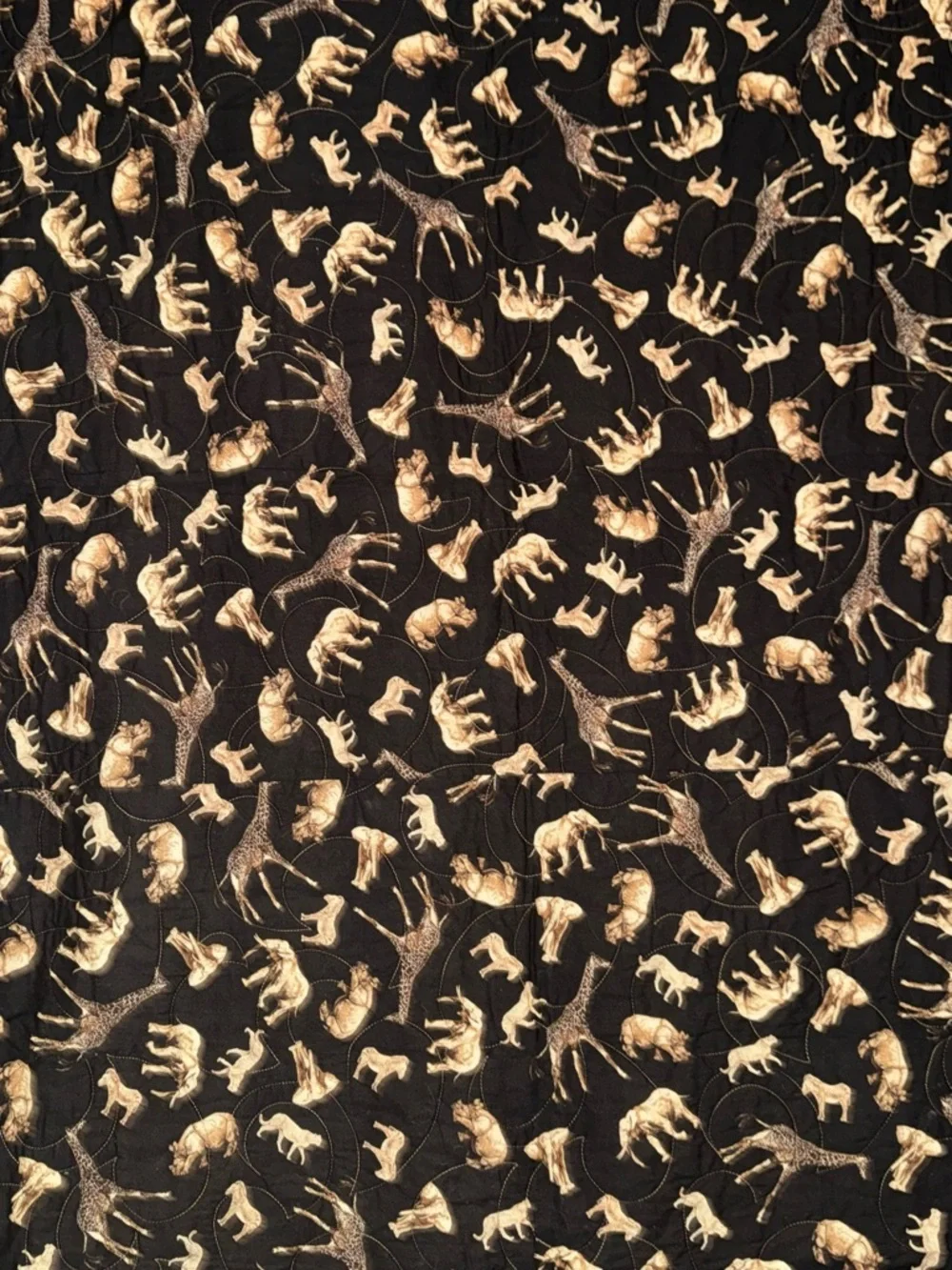 Safari Patchwork Quilted Throw - Green, Tan, Brown